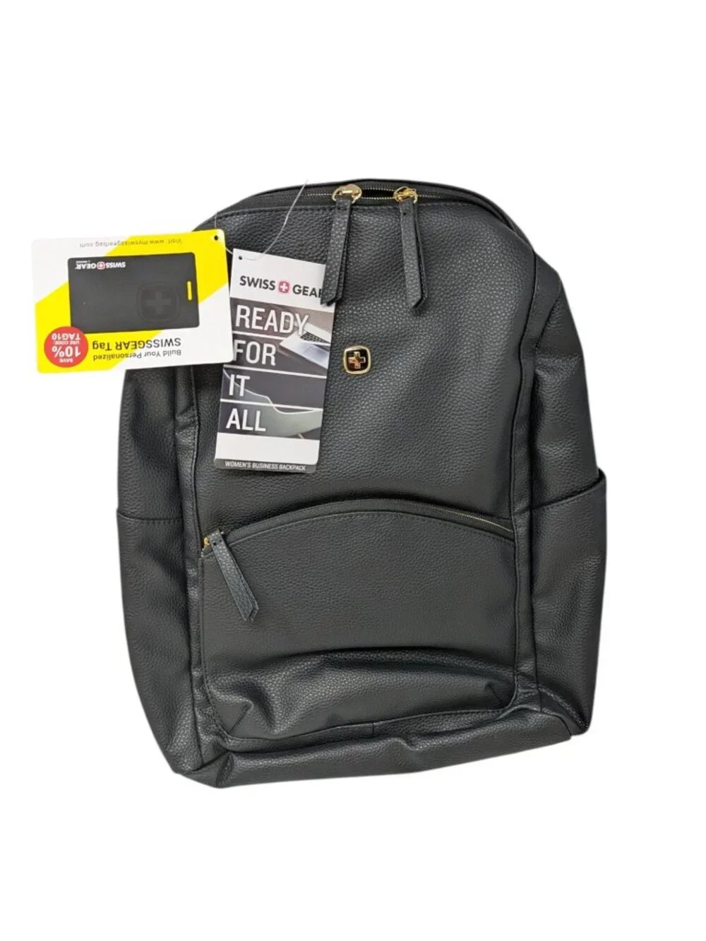 SwissGear Serenity Luxe Black Faux Leather Laptop Backpack - Small Fits 13